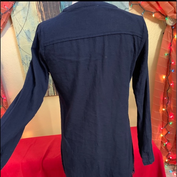 🔵 Calypso St. Barth 100% cotton tunic top Navy Blue, fringe hem S/M - Picture 6 of 12